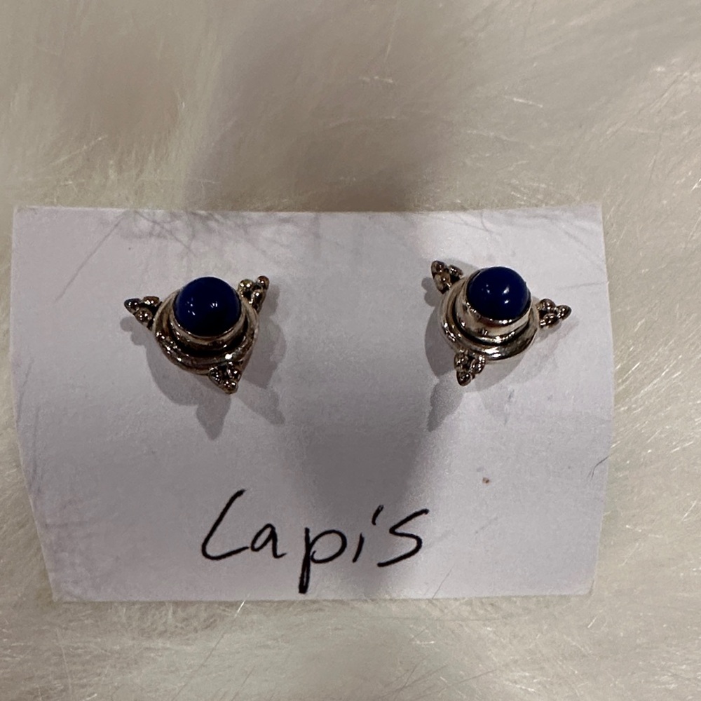 Silver Sterling and Blue Lapis Earrings
